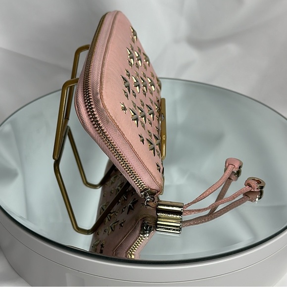 JIMMY CHOO FILIPA Star-embossed Leather Wallet Pink & Gold Leather Signat… - Picture 9 of 17